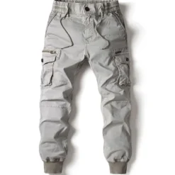 Hot OUKU Men's Cargo Pants Cargo Trousers Trousers Drawstring Elastic Waist Multi Pocket Solid Color Casual Daily Daily Wear Fashion Classic grey blue Black