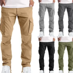 Sale OUKU Men's Cargo Pants Cargo Trousers Trousers Flap Pocket Plain Comfort Breathable Outdoor Daily Streetwear Casual Light Khaki Black
