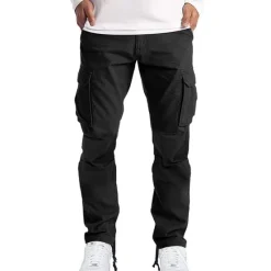 Sale OUKU Men's Cargo Pants Cargo Trousers Trousers Flap Pocket Plain Comfort Breathable Outdoor Daily Streetwear Casual Light Khaki Black
