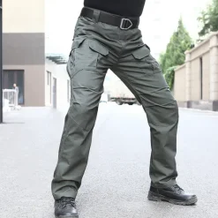 Clearance OUKU Men's Cargo Pants Cargo Trousers Tactical Pants Tactical Work Pants Multi Pocket Flap Pocket Solid Color Camouflage Waterproof Sports Outdoor Hiking Casual Military Gray Green Dark night camouflage