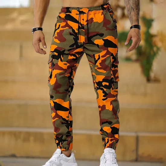 Online OUKU Men's Cargo Pants Cargo Trousers Joggers Camo Pants Pocket Camouflage Comfort Breathable Outdoor Daily Going out Cotton Blend Fashion Casual White Red