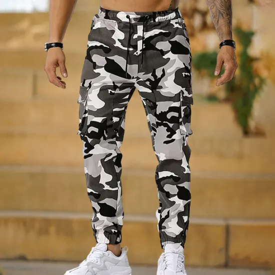 Online OUKU Men's Cargo Pants Cargo Trousers Joggers Camo Pants Pocket Camouflage Comfort Breathable Outdoor Daily Going out Cotton Blend Fashion Casual White Red