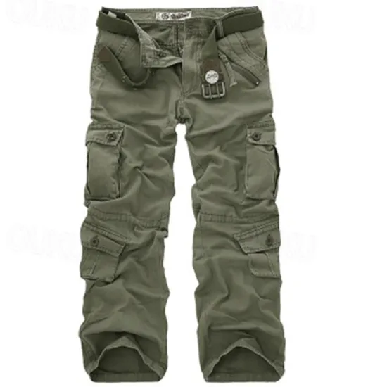 Discount OUKU Men's Cargo Pants Cargo Trousers Pocket Plain Comfort Breathable Outdoor Daily Going out Fashion Casual Gray Green Yellow camouflage
