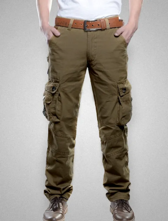 Hot OUKU Men's Cargo Pants Cargo Trousers Trousers Work Pants Multi Pocket Solid Color Plaid Comfort Breathable Full Length Formal Business Cotton 100% Cotton Casual Slim ArmyGreen Black Stretchy