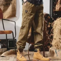 Online OUKU Men's Cargo Pants Cargo Trousers Techwear Pocket Drawstring Elastic Waist Plain Comfort Breathable Outdoor Daily Going out Fashion Casual Black Camel