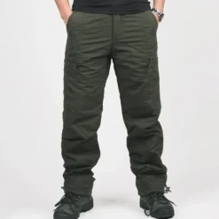 Best OUKU Men's Cargo Pants Cargo Trousers Combat Trousers Winter Pants Pocket Plain Comfort Breathable Outdoor Daily Going out Fashion Casual Black Green