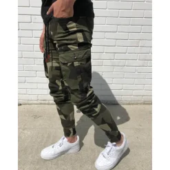 OUKU Men's Cargo Pants Cargo Trousers Joggers Trousers Camo Pants Drawstring Elastic Waist Classic Camouflage Comfort Soft Full Length Daily Sports Stylish Casual Camouflage Dark Gray Micro-elastic