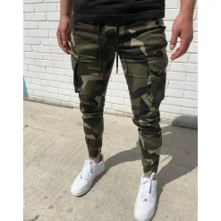 OUKU Men's Cargo Pants Cargo Trousers Joggers Trousers Camo Pants Drawstring Elastic Waist Classic Camouflage Comfort Soft Full Length Daily Sports Stylish Casual Camouflage Dark Gray Micro-elastic