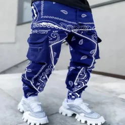 Online OUKU Men's Cargo Pants Cargo Trousers Trousers Harem Pants Elastic Waist Knitted Cashew nuts Sports Full Length Casual Daily Casual Loose Fit Black Army Green Micro-elastic