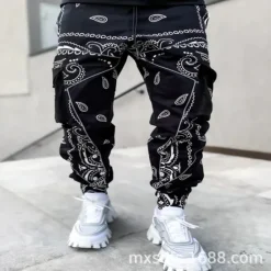 Online OUKU Men's Cargo Pants Cargo Trousers Trousers Harem Pants Elastic Waist Knitted Cashew nuts Sports Full Length Casual Daily Casual Loose Fit Black Army Green Micro-elastic