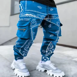 Online OUKU Men's Cargo Pants Cargo Trousers Trousers Harem Pants Elastic Waist Knitted Cashew nuts Sports Full Length Casual Daily Casual Loose Fit Black Army Green Micro-elastic