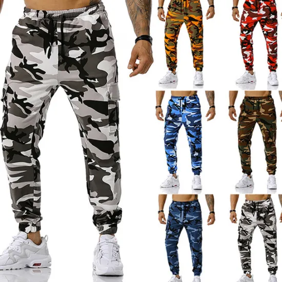 Best OUKU Men's Cargo Pants Cargo Trousers Trousers Camo Pants Elastic Waist Flap Pocket Camouflage Full Length Work Holiday Cotton Blend Stylish Casual / Sporty Army Green Red Micro-elastic