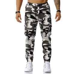 Best OUKU Men's Cargo Pants Cargo Trousers Trousers Camo Pants Elastic Waist Flap Pocket Camouflage Full Length Work Holiday Cotton Blend Stylish Casual / Sporty Army Green Red Micro-elastic