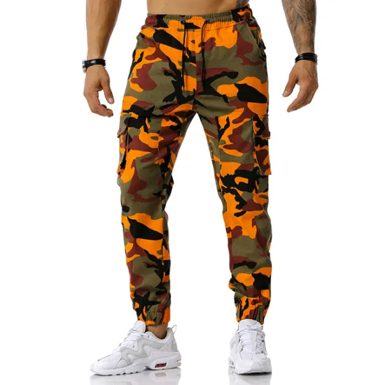 Best OUKU Men's Cargo Pants Cargo Trousers Trousers Camo Pants Elastic Waist Flap Pocket Camouflage Full Length Work Holiday Cotton Blend Stylish Casual / Sporty Army Green Red Micro-elastic