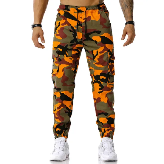 Best OUKU Men's Cargo Pants Cargo Trousers Trousers Camo Pants Elastic Waist Flap Pocket Camouflage Full Length Work Holiday Cotton Blend Stylish Casual / Sporty Army Green Red Micro-elastic