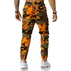 Best OUKU Men's Cargo Pants Cargo Trousers Trousers Camo Pants Elastic Waist Flap Pocket Camouflage Full Length Work Holiday Cotton Blend Stylish Casual / Sporty Army Green Red Micro-elastic