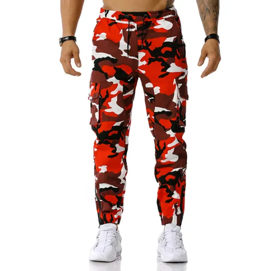 Best OUKU Men's Cargo Pants Cargo Trousers Trousers Camo Pants Elastic Waist Flap Pocket Camouflage Full Length Work Holiday Cotton Blend Stylish Casual / Sporty Army Green Red Micro-elastic