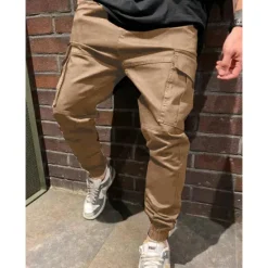 Discount OUKU Men's Cargo Pants Cargo Trousers Joggers Trousers Casual Pants Drawstring Elastic Waist Multi Pocket Plain Comfort Soft Ankle-Length Outdoor Casual Daily Fashion Streetwear Black Green
