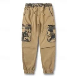 OUKU Men's Cargo Pants Cargo Trousers Patchwork Buttons Drawstring Camo Camouflage Wearable Outdoor Daily Camping & Hiking Fashion Classic Black Army Green