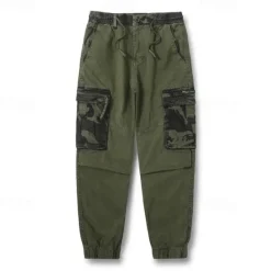 OUKU Men's Cargo Pants Cargo Trousers Patchwork Buttons Drawstring Camo Camouflage Wearable Outdoor Daily Camping & Hiking Fashion Classic Black Army Green