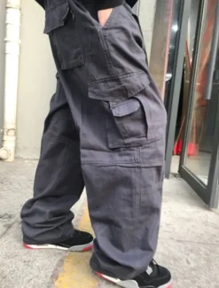 OUKU Men's Cargo Pants Cargo Trousers Combat Trousers Pocket Plain Comfort Breathable Outdoor Daily Going out Casual Big and Tall Black Green