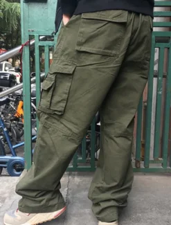 OUKU Men's Cargo Pants Cargo Trousers Combat Trousers Pocket Plain Comfort Breathable Outdoor Daily Going out Casual Big and Tall Black Green