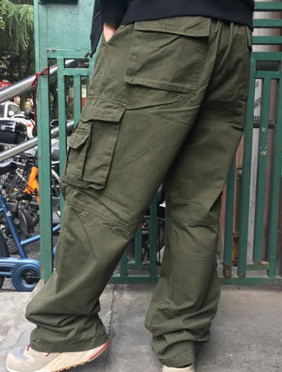 OUKU Men's Cargo Pants Cargo Trousers Combat Trousers Pocket Plain Comfort Breathable Outdoor Daily Going out Casual Big and Tall Black Green