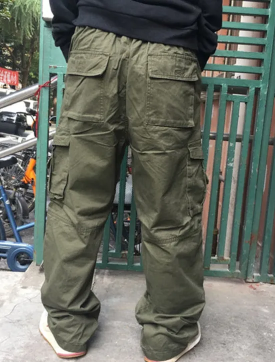 OUKU Men's Cargo Pants Cargo Trousers Combat Trousers Pocket Plain Comfort Breathable Outdoor Daily Going out Casual Big and Tall Black Green