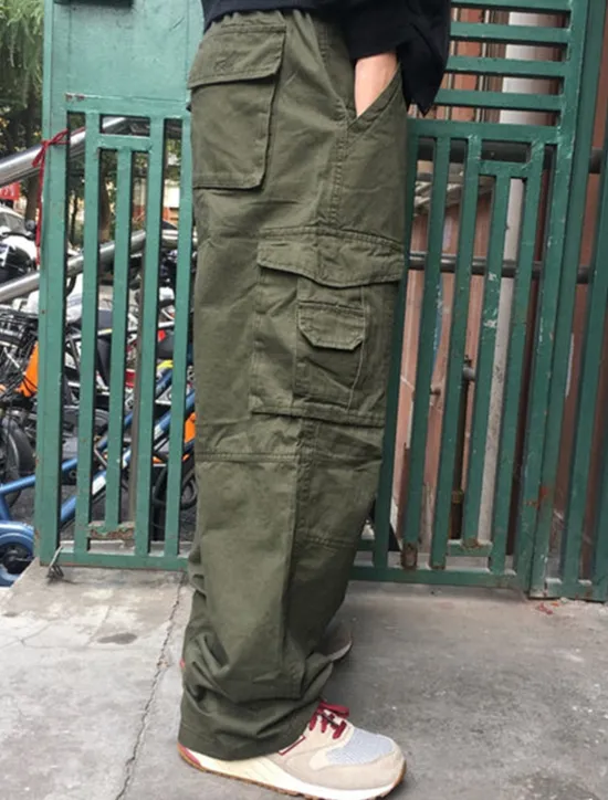 OUKU Men's Cargo Pants Cargo Trousers Combat Trousers Pocket Plain Comfort Breathable Outdoor Daily Going out Casual Big and Tall Black Green