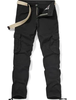 Clearance OUKU Men's Cargo Pants Cargo Trousers Trousers Multi Pocket Straight Leg Solid Colored Comfort Wearable Outdoor Daily Sports Stylish ArmyGreen Black