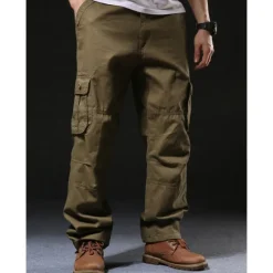 Sale OUKU Men's Cargo Pants Cargo Trousers Hiking Pants Pocket Plain Comfort Breathable Outdoor Daily Going out Fashion Casual Army Yellow Black Micro-elastic