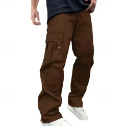 Clearance OUKU Men's Cargo Pants Cargo Trousers Trousers Casual Pants Drawstring Elastic Waist Multi Pocket Plain Wearable Outdoor Daily Camping & Hiking Fashion Classic Dark Brown Black