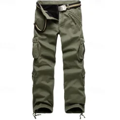 Clearance OUKU Men's Cargo Pants Cargo Trousers Combat Trousers Pocket Plain Comfort Breathable Outdoor Daily Going out Fashion Casual Black Army Green