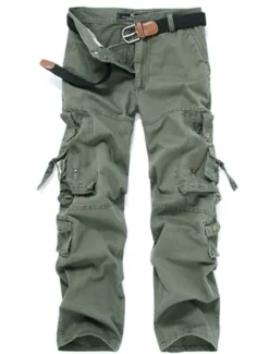 OUKU Men's Cargo Pants Cargo Trousers Trousers Multi Pocket Straight Leg Solid Colored Comfort Wearable Outdoor Daily 100% Cotton Sports Stylish ArmyGreen Black