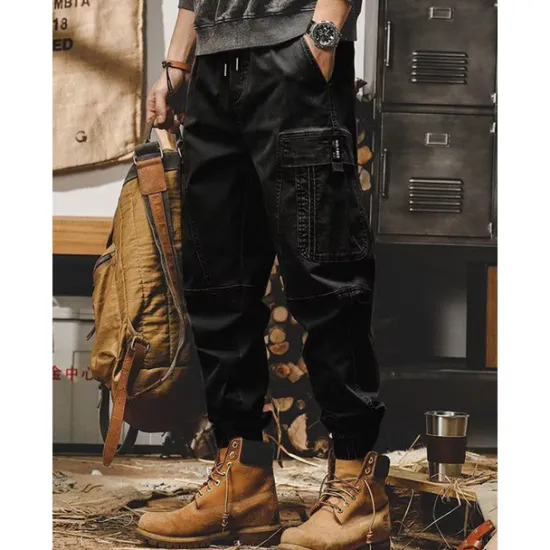 Outlet OUKU Men's Cargo Pants Cargo Trousers Techwear Pocket Drawstring Elastic Waist Plain Comfort Breathable Outdoor Daily Going out Fashion Casual Black Khaki