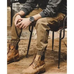 Outlet OUKU Men's Cargo Pants Cargo Trousers Techwear Pocket Drawstring Elastic Waist Plain Comfort Breathable Outdoor Daily Going out Fashion Casual Black Khaki