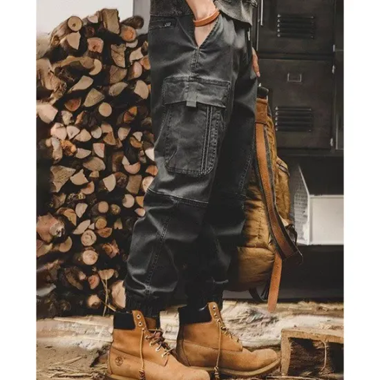 Outlet OUKU Men's Cargo Pants Cargo Trousers Techwear Pocket Drawstring Elastic Waist Plain Comfort Breathable Outdoor Daily Going out Fashion Casual Black Khaki