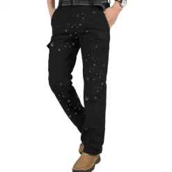 OUKU Men's Cargo Pants Cargo Trousers Combat Trousers Winter Pants Pocket Plain Comfort Breathable Outdoor Daily Going out Fashion Casual Black Army Green