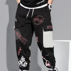 Best OUKU Men's Cargo Pants Cargo Trousers Joggers Trousers Drawstring Elastic Waist Multi Pocket Graphic Prints Breathable Soft Casual Daily Fashion Streetwear Black Gray