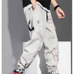 Best OUKU Men's Cargo Pants Cargo Trousers Joggers Trousers Drawstring Elastic Waist Multi Pocket Graphic Prints Breathable Soft Casual Daily Fashion Streetwear Black Gray