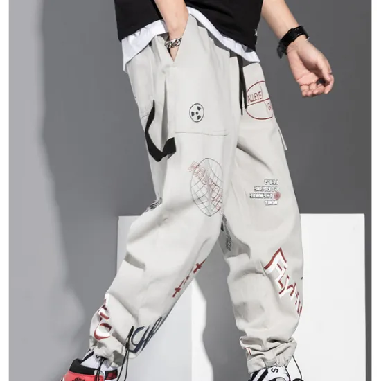 Best OUKU Men's Cargo Pants Cargo Trousers Joggers Trousers Drawstring Elastic Waist Multi Pocket Graphic Prints Breathable Soft Casual Daily Fashion Streetwear Black Gray