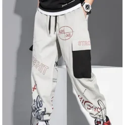 Best OUKU Men's Cargo Pants Cargo Trousers Joggers Trousers Drawstring Elastic Waist Multi Pocket Graphic Prints Breathable Soft Casual Daily Fashion Streetwear Black Gray