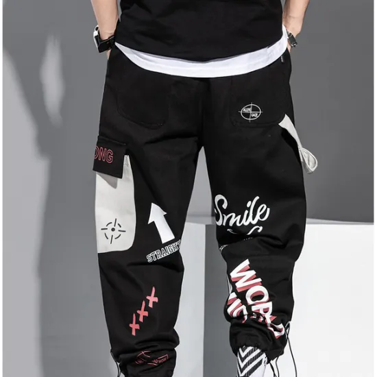 Best OUKU Men's Cargo Pants Cargo Trousers Joggers Trousers Drawstring Elastic Waist Multi Pocket Graphic Prints Breathable Soft Casual Daily Fashion Streetwear Black Gray