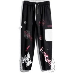 Best OUKU Men's Cargo Pants Cargo Trousers Joggers Trousers Drawstring Elastic Waist Multi Pocket Graphic Prints Breathable Soft Casual Daily Fashion Streetwear Black Gray