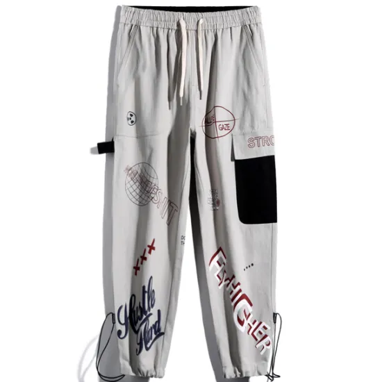 Best OUKU Men's Cargo Pants Cargo Trousers Joggers Trousers Drawstring Elastic Waist Multi Pocket Graphic Prints Breathable Soft Casual Daily Fashion Streetwear Black Gray