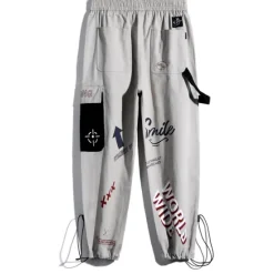 Best OUKU Men's Cargo Pants Cargo Trousers Joggers Trousers Drawstring Elastic Waist Multi Pocket Graphic Prints Breathable Soft Casual Daily Fashion Streetwear Black Gray
