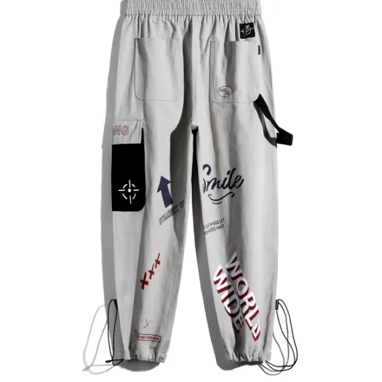 Best OUKU Men's Cargo Pants Cargo Trousers Joggers Trousers Drawstring Elastic Waist Multi Pocket Graphic Prints Breathable Soft Casual Daily Fashion Streetwear Black Gray