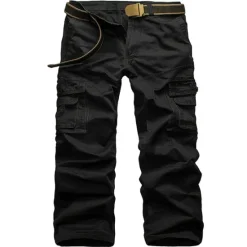 Sale OUKU Men's Cargo Pants Cargo Trousers Trousers Tactical Work Pants Classic Multi Pocket Plain Outdoor Full Length Daily Cotton Basic Tactical Slim Black White