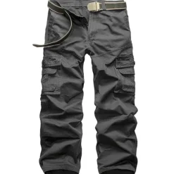 Sale OUKU Men's Cargo Pants Cargo Trousers Trousers Tactical Work Pants Classic Multi Pocket Plain Outdoor Full Length Daily Cotton Basic Tactical Slim Black White