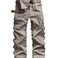 Sale OUKU Men's Cargo Pants Cargo Trousers Trousers Tactical Work Pants Classic Multi Pocket Plain Outdoor Full Length Daily Cotton Basic Tactical Slim Black White